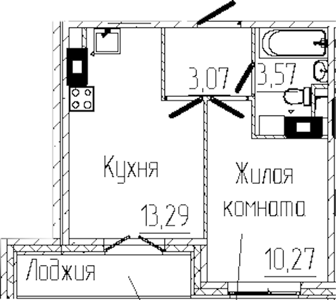 1-комнатная квартира 32.07 м², 3/6 эт., ЖК «SERTOLOVO PARK»